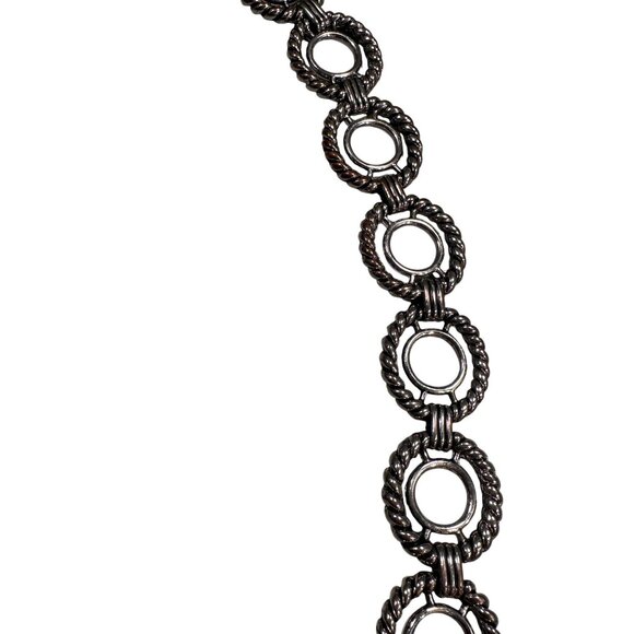 Rope Circle Chain Link Statement Belt Vintage T Bar Clasp Silver Adjustable - Picture 7 of 16